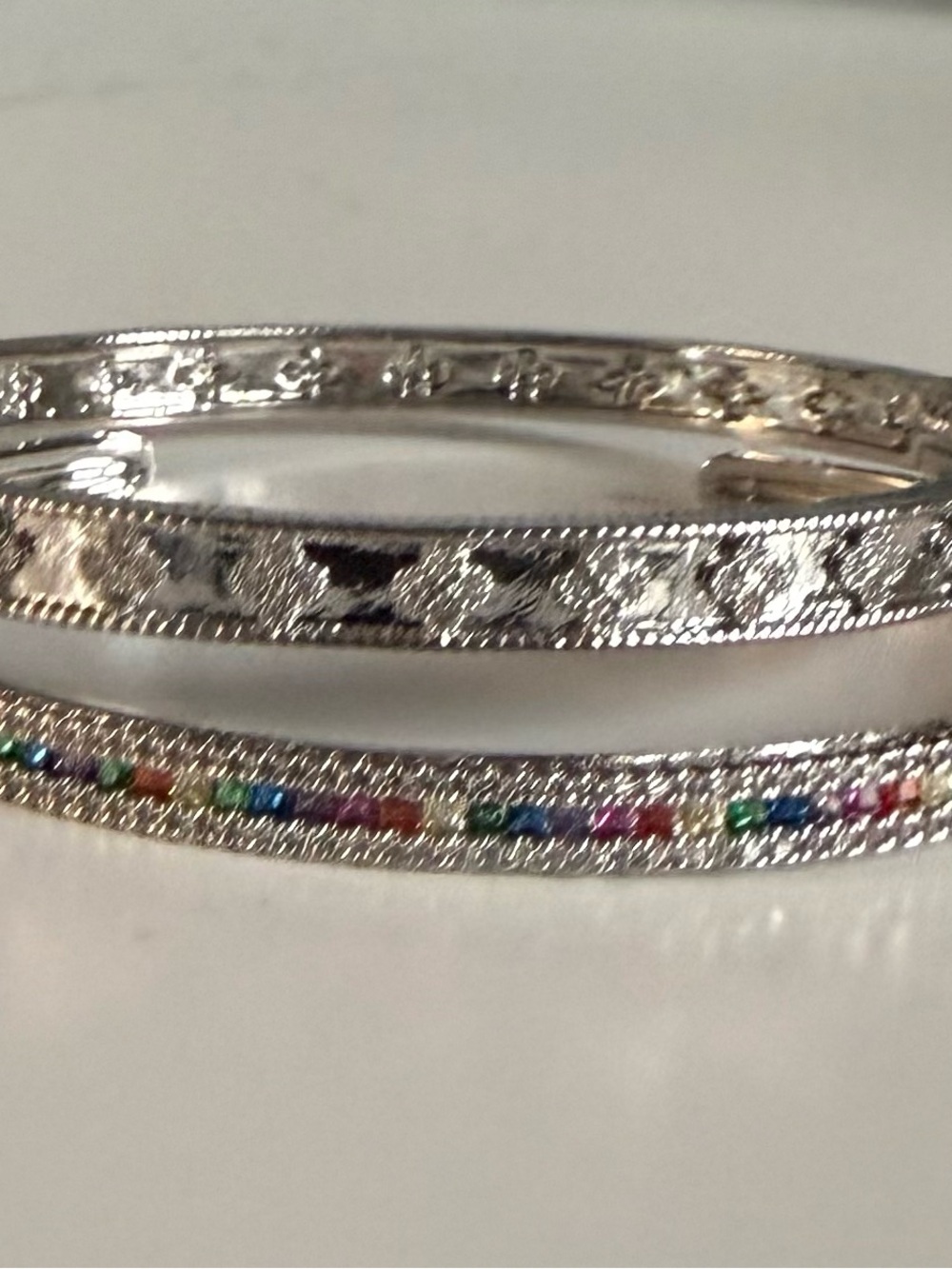 Silver Multi-Color Bangle Bracelet Set